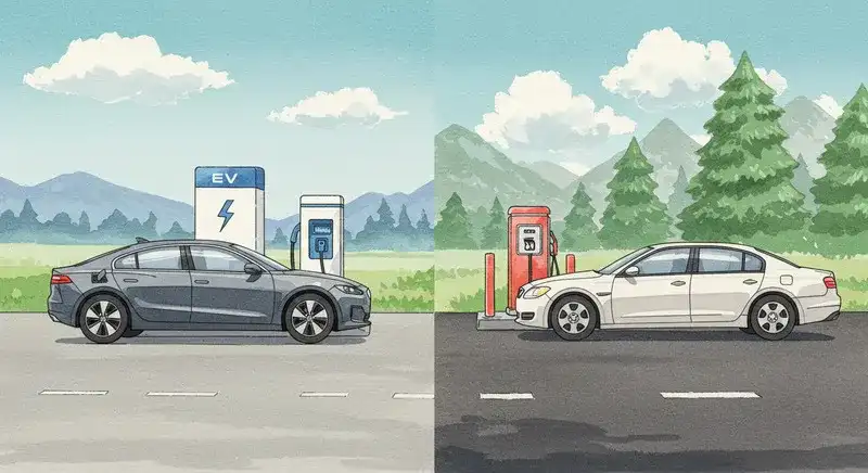 EVとガソリン車が対峙する構図