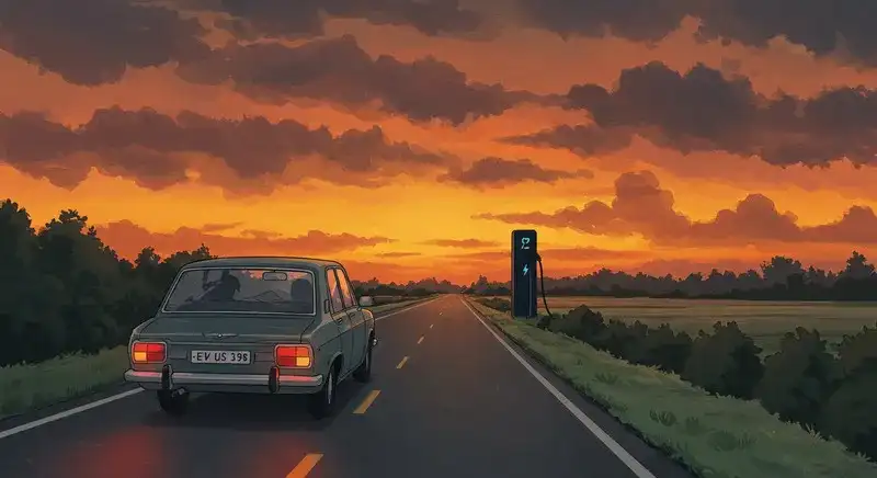 夕日に向かって走るガソリンBMW風