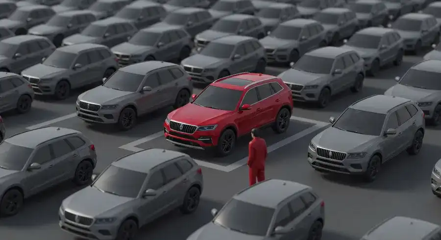 たくさんの車の中で一台だけ目立つホンダZR-V